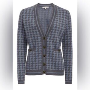 Etcetera Blue and Gray Houndstooth Cardigan